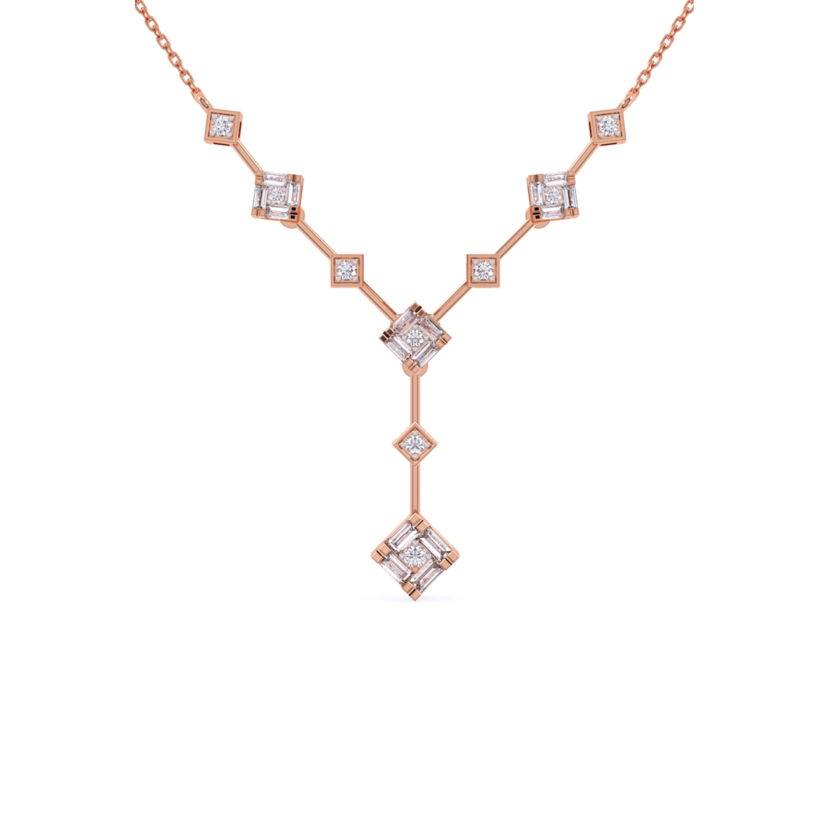 Stylish Two layer Lab Grown Diamond Charm Necklace